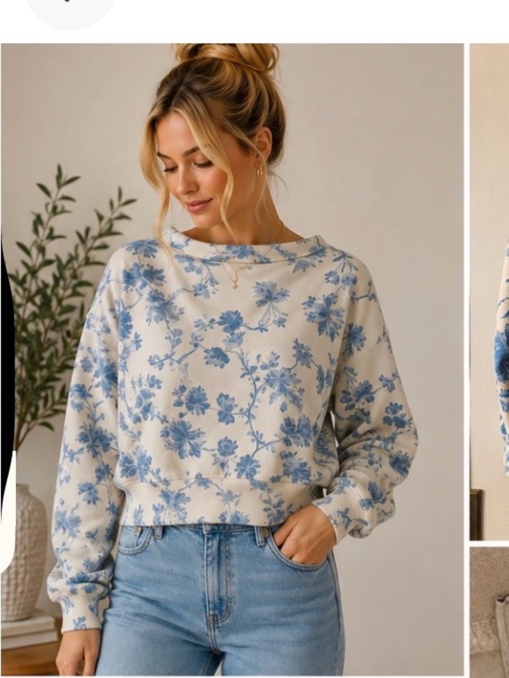 Abercrombie & Fitch Soft A&F Collection Floral Sweatshirt – Size L